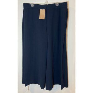 NWT M.M. Lafleur Culotte Pants Wide Leg Crop Navy Blue Texture Size 16 New
